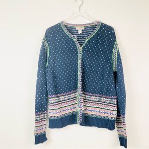 Vintage Tiara Fair Isle Navy Blue Sweater